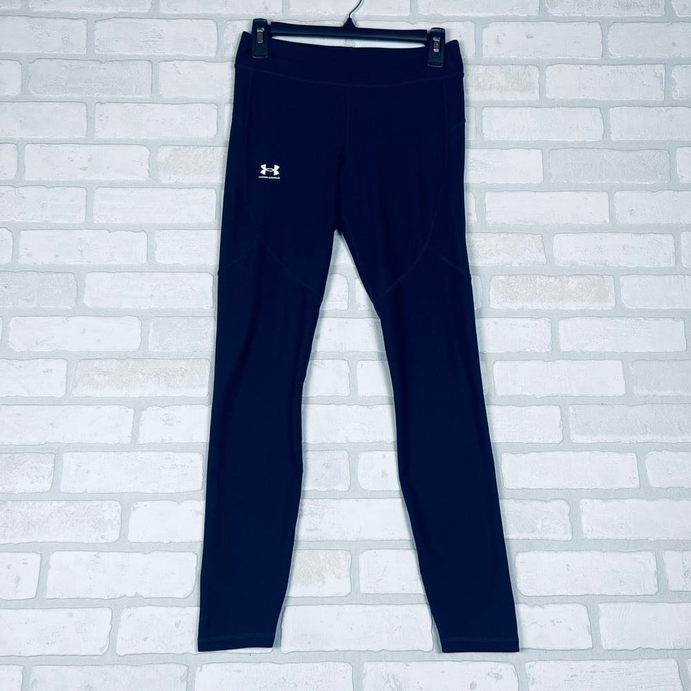 Under Armour Women Navy Blue HeatGear Athletic Workout Leggings Medium